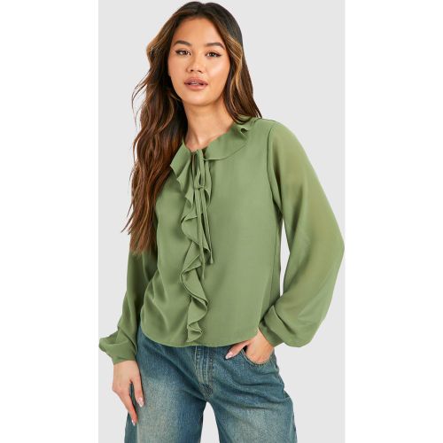 Blouse En Mousseline De Soie À Volants - 38 - boohoo - Modalova