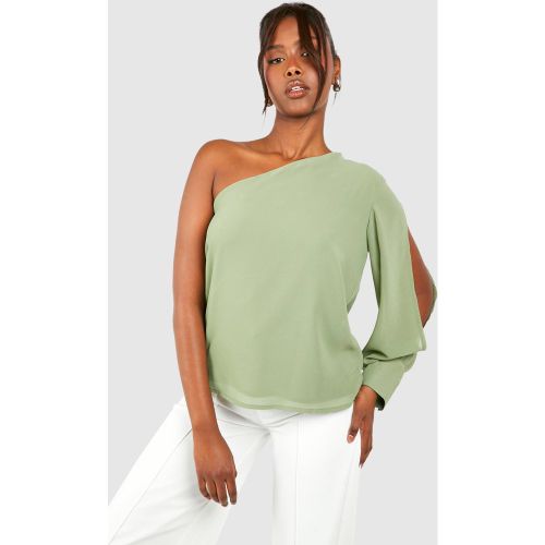 Blouse Asymétrique Fendue En Mousseline De Soie - 34 - boohoo - Modalova