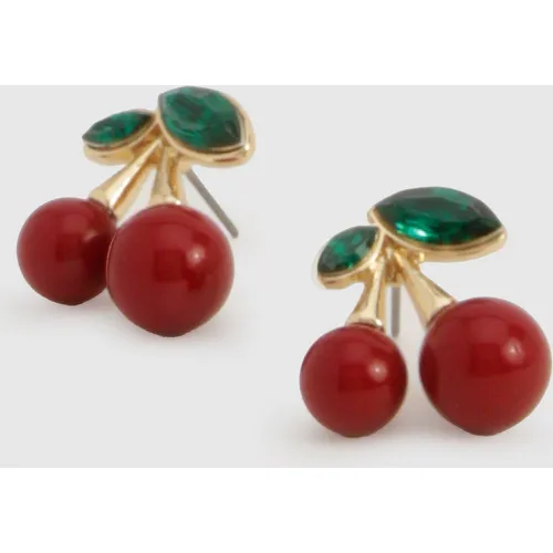 Embellished Cherry Stud Earrings - boohoo - Modalova