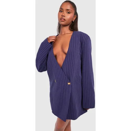 Robe Blazer Rayée Oversize Sans Col - 36 - boohoo - Modalova