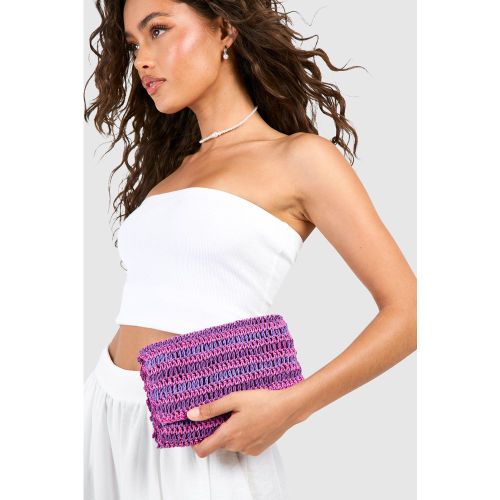 Pochette Rayée En Paille - One Size - boohoo - Modalova