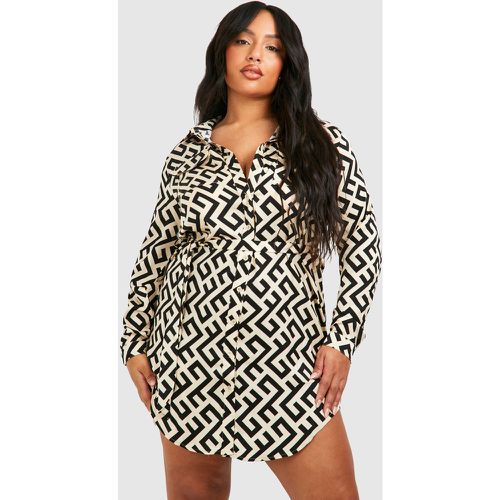 Grande Taille - Robe Chemise Imprimée - 44 - boohoo - Modalova