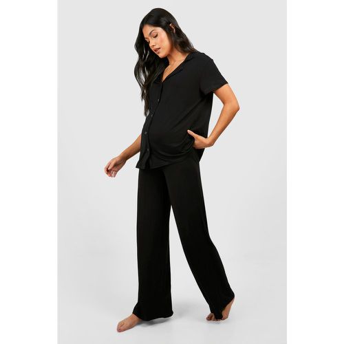 Maternity Short Sleeve Peached Jersey Trouser Set - boohoo - Modalova