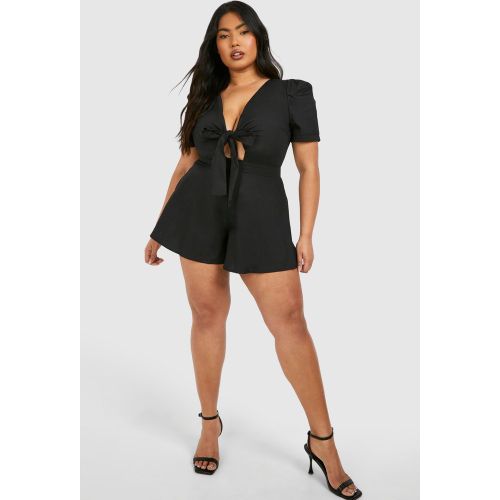 Grande Taille - Combishort Noué En Coton - 44 - boohoo - Modalova