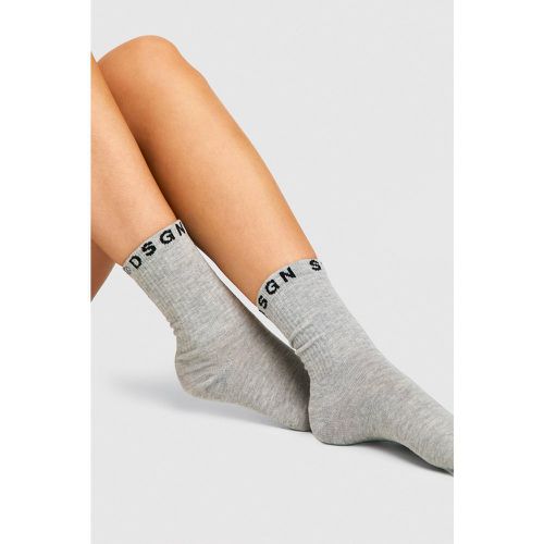 Chaussettes Basiques À Slogan - One Size - boohoo - Modalova