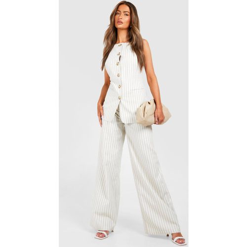 Pantalon Droit Texturé À Rayures Fines - 34 - boohoo - Modalova