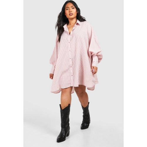 Grande Taille - Robe Chemise Texturée À Manches Volumineuses - 44 - boohoo - Modalova