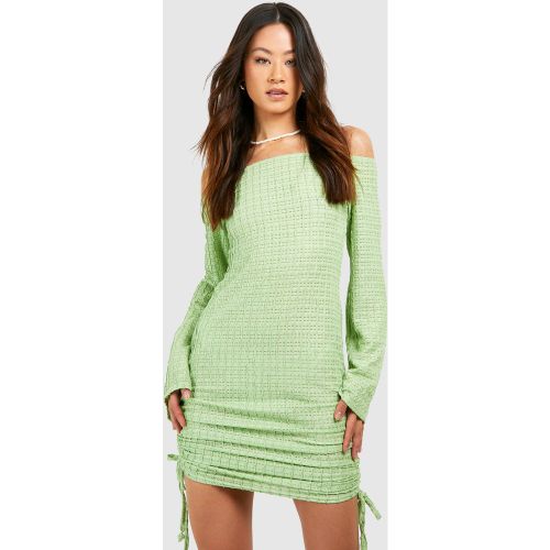 Tall" - Robe Courte Froncée À Col Bateau - 36 - boohoo - Modalova