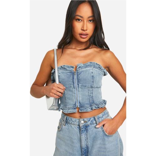 Corset En Jean À Volants - 34 - boohoo - Modalova