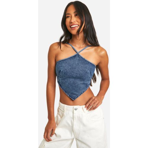 Crop Top En Jean - 40 - boohoo - Modalova