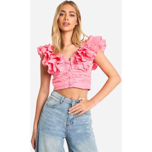 Crop Top À Volants - 36 - boohoo - Modalova