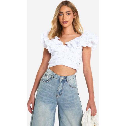 Crop Top À Volants - 34 - boohoo - Modalova