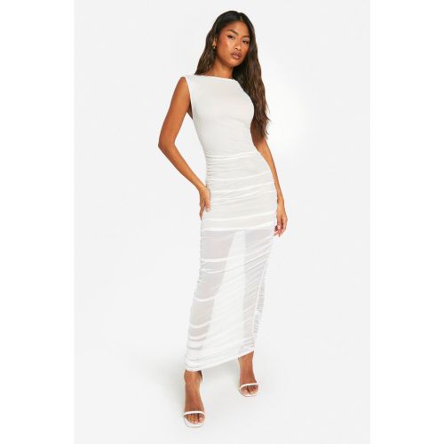 Robe Mi-Longue Froncée En Mesh - 38 - boohoo - Modalova