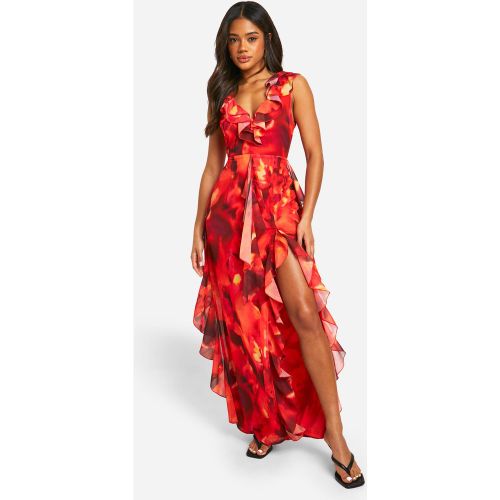 Robe Longue Fleurie À Volants - 36 - boohoo - Modalova