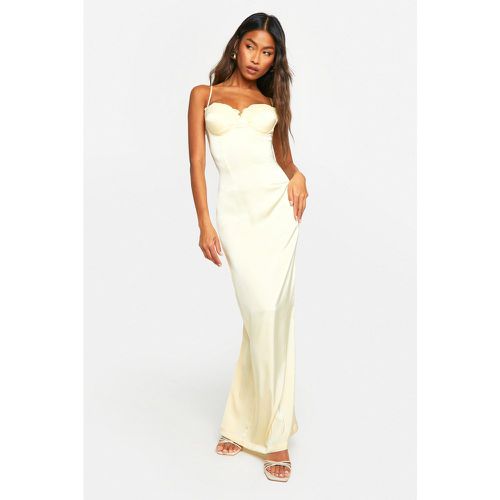 Robe Longue Satinée En Dentelle - 42 - boohoo - Modalova