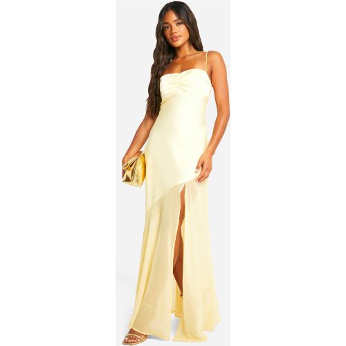 Robe Longue Satinée Et En Mousseline De Soie - 38 - boohoo - Modalova