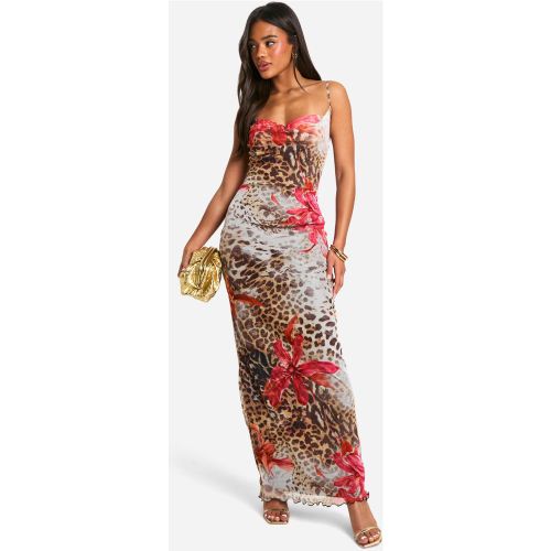 Claquettes Longues Fleuries À Imprimé Léopard - 36 - boohoo - Modalova