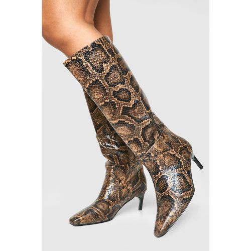 Bottes Hautes Carrées À Imprimé Serpent - Pointure Large - 36 - boohoo - Modalova