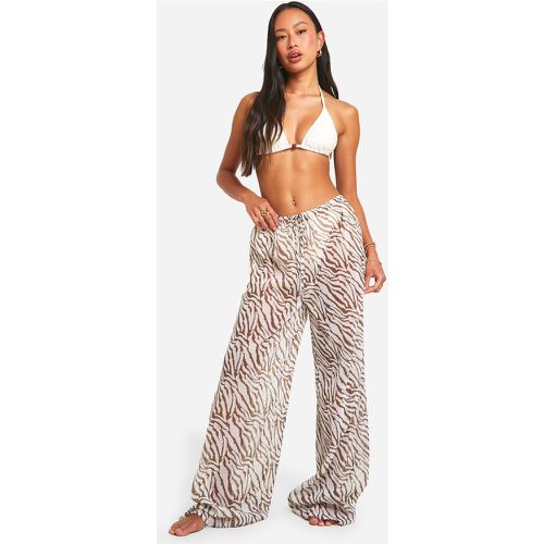 Pantalon De Plage Large À Imprimé Tigre - M - boohoo - Modalova