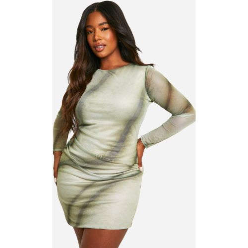 Grande Taille - Robe Moulante Froncée En Mesh - 50 - boohoo - Modalova