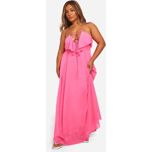 Grande Taille - Robe Longue À Volants Et Lacets - 46 - boohoo - Modalova