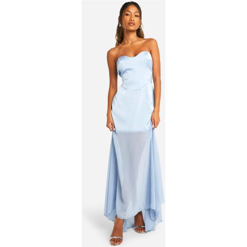 Robe Bustier Longue Satinée En Mousseline De Soie - 38 - boohoo - Modalova