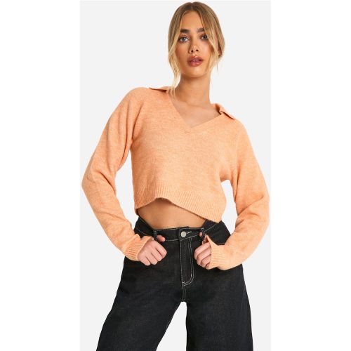 Pull Court En Maille Douce Avec Col À Revers - M - boohoo - Modalova