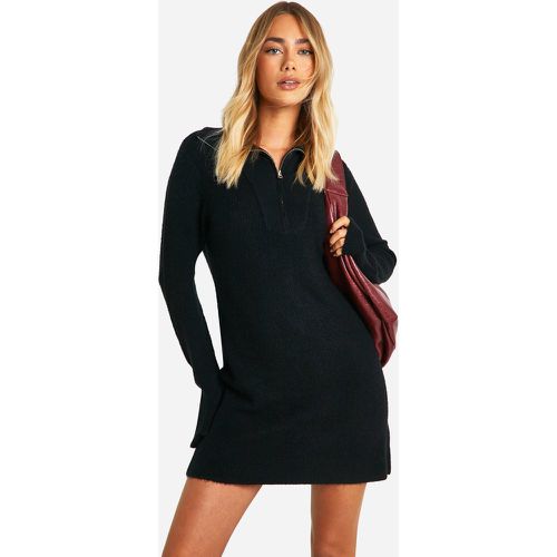 Robe Pull Côtelée À Col Zippé - S - boohoo - Modalova