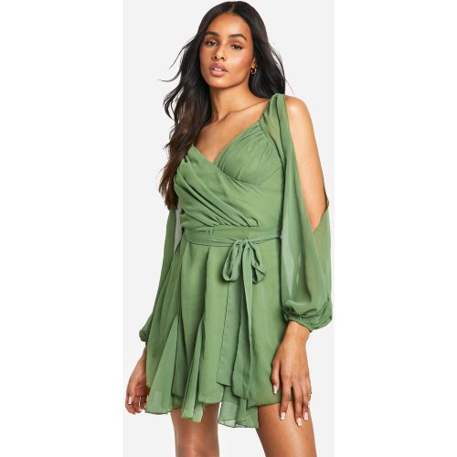 Tall" - Robe Patineuse À Lacets Et Manches Longues - 34 - boohoo - Modalova