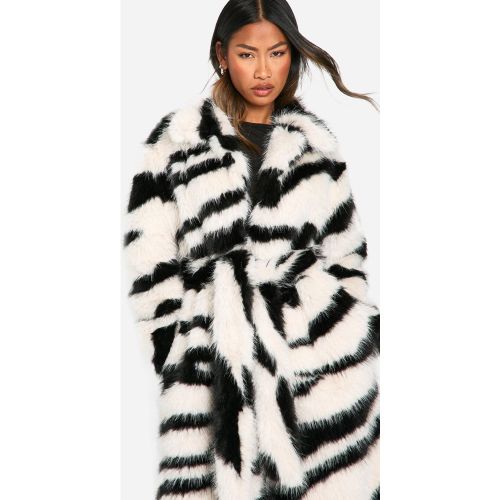 Manteau En Synthétique À Imprimé Zèbre - 36 - boohoo - Modalova