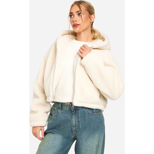 Manteau À Capuche En Fausse Fourrure Polaire - 38 - boohoo - Modalova