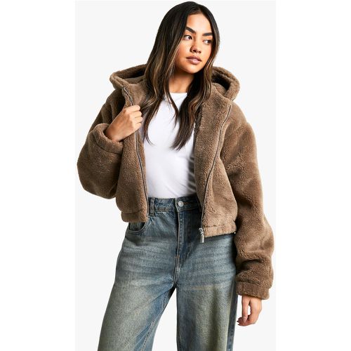 Manteau À Capuche En Fausse Fourrure Polaire - 38 - boohoo - Modalova