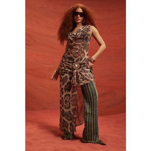 Robe Longue En Mousseline De Soie À Imprimé Léopard - 36 - boohoo - Modalova