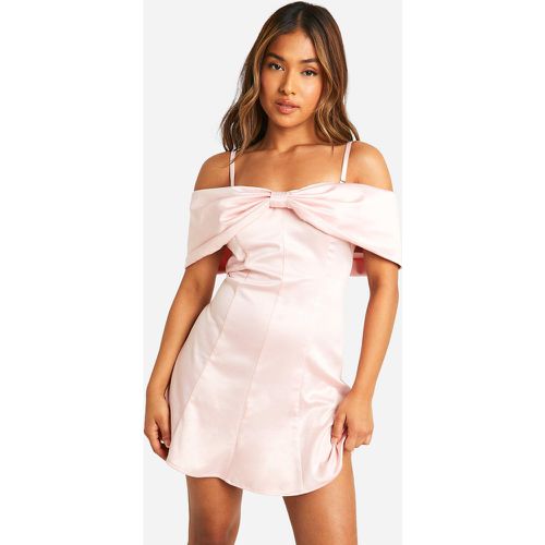 Petite" - Robe Satinée À Col Bateau - 40 - boohoo - Modalova