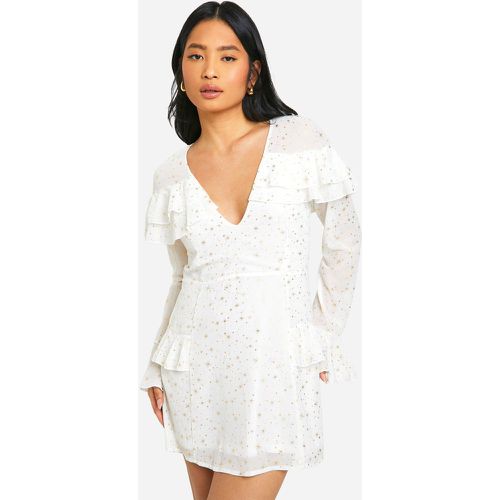 Petite" - Robe Courte À Volants Et Imprimé Étoile - 38 - boohoo - Modalova