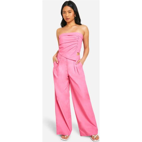 Petite" - Pantalon Large De Costume En Lin - 34 - boohoo - Modalova