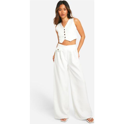 Pantalon De Tailleur Large Boutonné - 38 - boohoo - Modalova