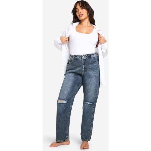 Grande Taille - Jean Déchiré Basique Taille Haute - 44 - boohoo - Modalova