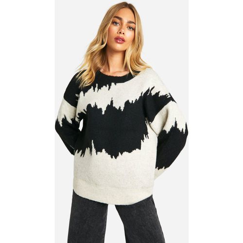 Pull Oversize À Rayures Et Imprimé Abstrait - L - boohoo - Modalova