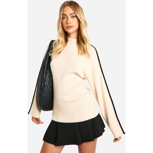 Pull Oversize À Col Ras Du Cou En Maille - Blanc Écru - S, Blanc Écru - boohoo - Modalova