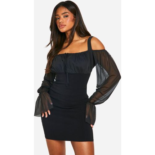Robe Courte En Mesh À Manches Volumineuses - 36 - boohoo - Modalova