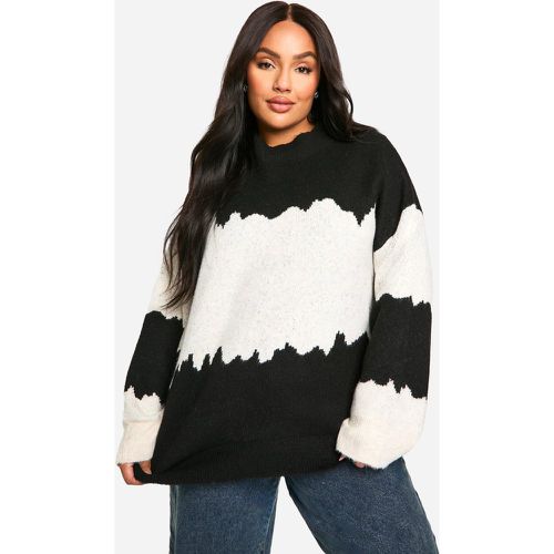 Grande Taille - Pull Oversize Color Block - 44-46 - boohoo - Modalova