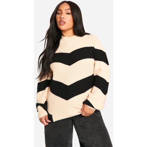 Grande Taille - Pull À Col Montant Et Rayures - 52 - boohoo - Modalova