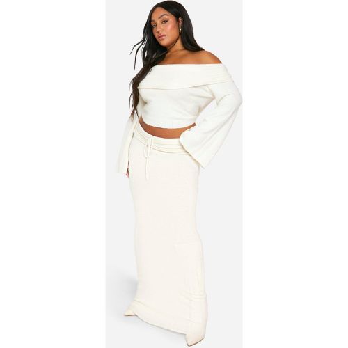 Grande Taille - Pull En Maille Douce À Col Bateau - 52 - boohoo - Modalova
