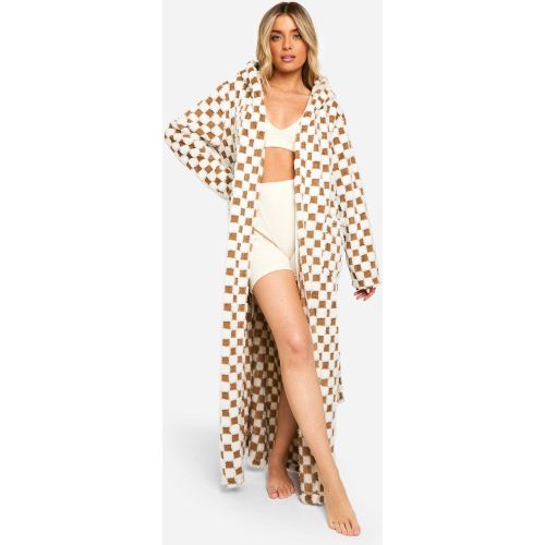 Robe De Chambre Longue En Polaire À Carreaux - S - boohoo - Modalova