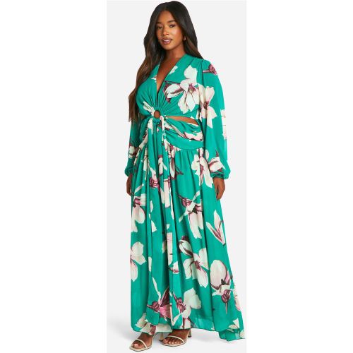 Grande Taille - Robe Longue Fleurie À Découpes - 56 - boohoo - Modalova