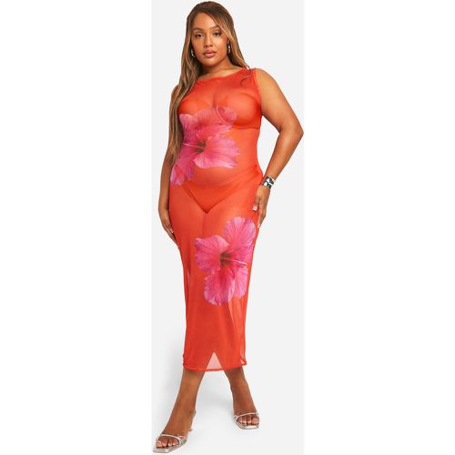 Grande Taille - Robe De Plage Fleurie Sans Manches - 46 - boohoo - Modalova