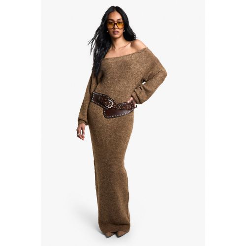 Robe Longue À Épaules Dénudées En Polaire - S - boohoo - Modalova