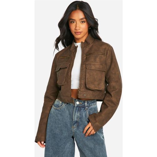 Petite" - Veste Biker Courte - 34 - boohoo - Modalova