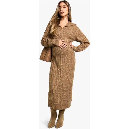 Maternité - Robe Longue De Grossesse En Maille Côtelée Épaisse - 36 - boohoo - Modalova